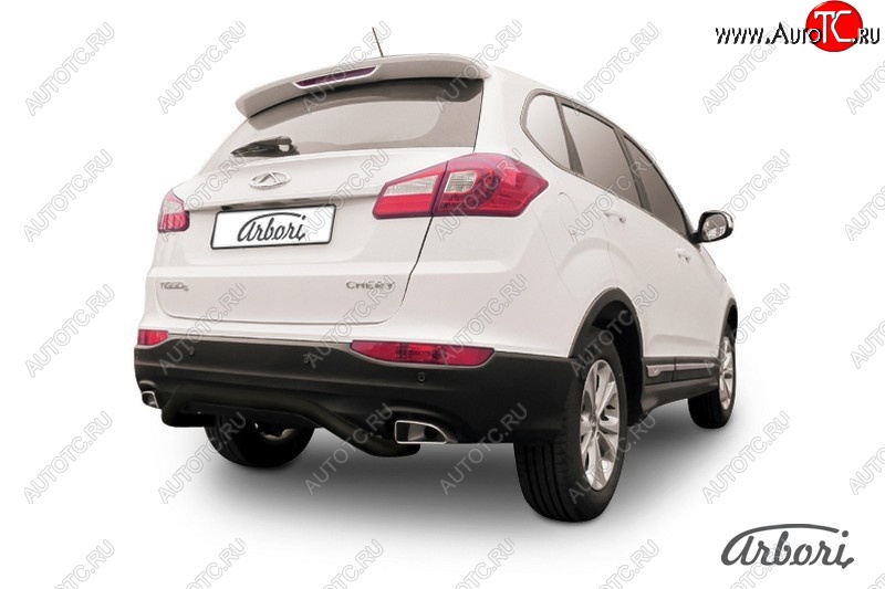 6 029 р. Защита заднего бампера Arbori (скоба, черная, 1 труба d57 mm). Chery Tiggo 5 (T21) дорестайлинг (2014-2017)  с доставкой в г. Пермь