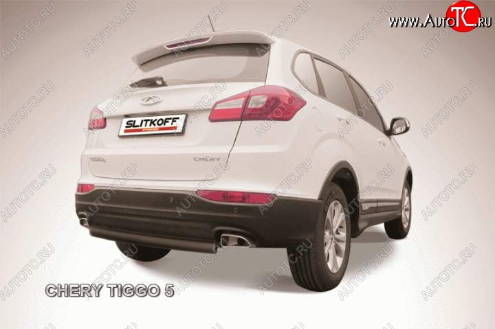 4 999 р. Защита заднего бампера d57 Slitkoff  Chery Tiggo 5  (T21) (2014-2017) дорестайлинг (Цвет: серебристый)  с доставкой в г. Пермь
