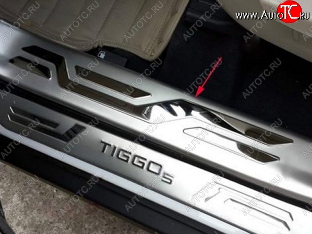 6 449 р. Внутренние накладки на порожки автомобиля СТ Chery Tiggo 5 (T21) дорестайлинг (2014-2017)  с доставкой в г. Пермь