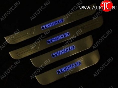 4 749 р. Накладки на порожки автомобиля CT Chery Tiggo 5 (T21) рестайлинг (2017-2020)  с доставкой в г. Пермь