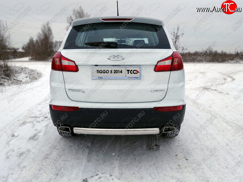 17 299 р. Защита заднего бампера (овальная) ТСС (нержавейка d75х42 мм) Chery Tiggo 5 (T21) рестайлинг (2017-2020)  с доставкой в г. Пермь