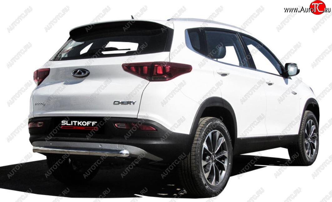 8 449 р. Защита заднего бампера Slitkoff (d57)  Chery Tiggo 7 (2016-2020) (Нержавейка, Полированная)  с доставкой в г. Пермь