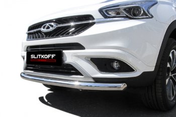 10 849 р. Защита переднего бампера Slitkoff (Ø 57 мм)  Chery Tiggo 7 (2016-2020) (Полированная нержавейка)  с доставкой в г. Пермь. Увеличить фотографию 3