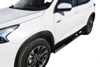17 899 р. Защита порогов Slitkoff (Ø 76 мм, с проступями)  Chery Tiggo 7 (2016-2020) (Полированная нержавейка)  с доставкой в г. Пермь. Увеличить фотографию 2