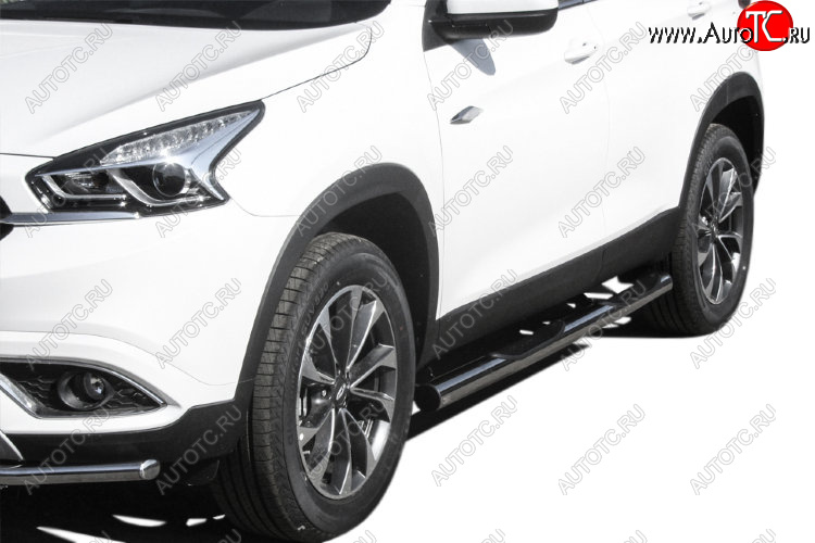 17 899 р. Защита порогов Slitkoff (Ø 76 мм, с проступями)  Chery Tiggo 7 (2016-2020) (Полированная нержавейка)  с доставкой в г. Пермь