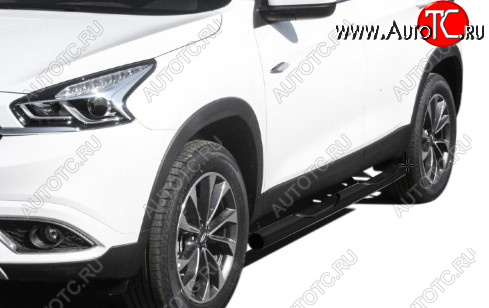 13 429 р. Защита порогов Slitkoff (Ø 76 мм, с проступями)  Chery Tiggo 7 (2016-2020) (Цвет: черный)  с доставкой в г. Пермь