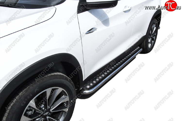 17 899 р. Защита порогов Slitkoff (Ø 57 мм, с листом)  Chery Tiggo 7 (2016-2020)  с доставкой в г. Пермь