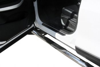 17 899 р. Защита порогов Slitkoff (Ø 76 мм, с проступями)  Chery Tiggo 4 (2018-2023) 1-ый рестайлинг (Полированная нержавейка)  с доставкой в г. Пермь. Увеличить фотографию 2