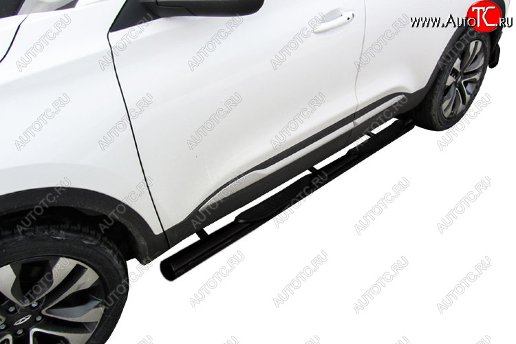 12 499 р. Защита порогов Slitkoff (Ø 76 мм, с проступями)  Chery Tiggo 4 (2018-2023) 1-ый рестайлинг (Цвет: черный)  с доставкой в г. Пермь