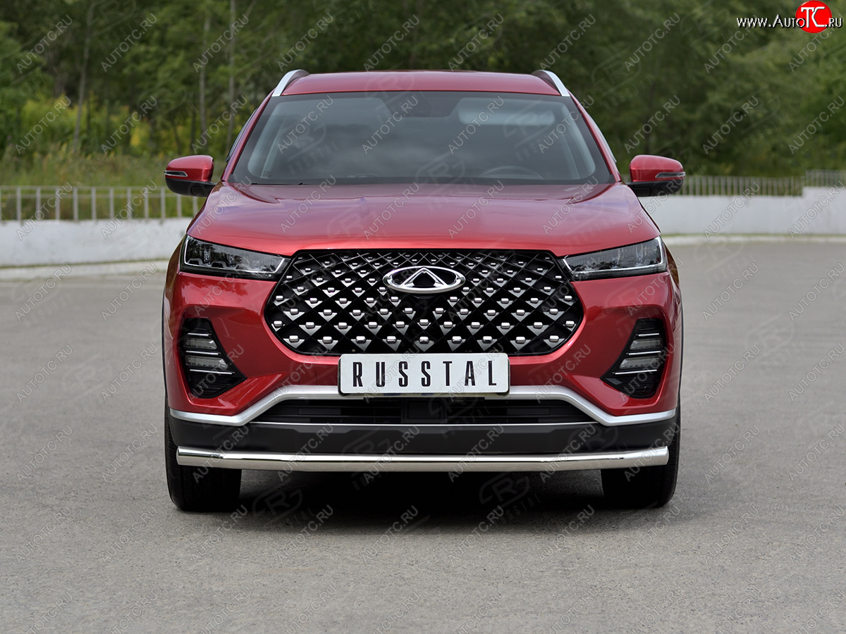 14 549 р. Защита переднего бампера (Ø63 мм, нержавейка) SLITKOFF  Chery Tiggo 7 PRO (2019-2025)  с доставкой в г. Пермь