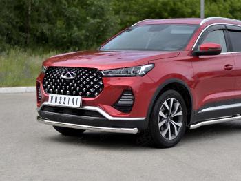 14 549 р. Защита переднего бампера (Ø63 мм, нержавейка) SLITKOFF  Chery Tiggo 7 PRO (2019-2025)  с доставкой в г. Пермь. Увеличить фотографию 2
