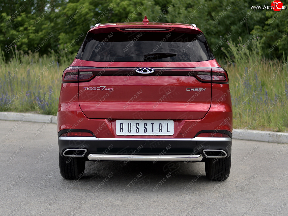 13 999 р. Защита заднего бампера (Ø63 мм, дуга, нержавейка) SLITKOFF  Chery Tiggo 7 PRO (2019-2025)  с доставкой в г. Пермь