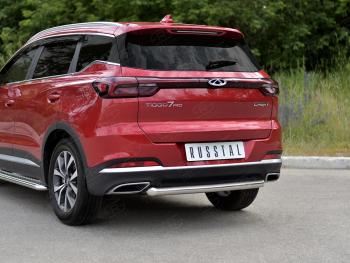 13 999 р. Защита заднего бампера (Ø63 мм, дуга, нержавейка) SLITKOFF  Chery Tiggo 7 PRO (2019-2025)  с доставкой в г. Пермь. Увеличить фотографию 2