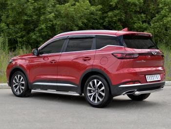 13 999 р. Защита заднего бампера (Ø63 мм, дуга, нержавейка) SLITKOFF  Chery Tiggo 7 PRO (2019-2025)  с доставкой в г. Пермь. Увеличить фотографию 3