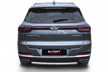 10 449 р. Защита заднего бампера Slitkoff (Ø57 мм)  Chery Tiggo 7 PRO - Tiggo 7 Pro Max  T1E (Нержавеющая сталь)  с доставкой в г. Пермь. Увеличить фотографию 3