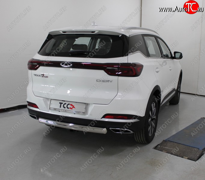 20 549 р. Защита заднего бампера (овальная, 2WD) ТСС 75х42 мм  Chery Tiggo 7 PRO (2019-2025)  с доставкой в г. Пермь