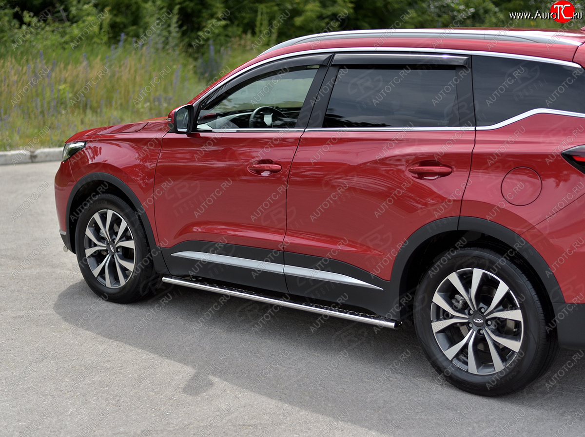 23 749 р. Защита порогов (Ø75х42 мм, с проступью) Russtal Chery Tiggo 7 PRO (2019-2025)  с доставкой в г. Пермь
