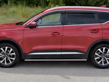 23 749 р. Защита порогов (Ø75х42 мм, с проступью) Russtal Chery Tiggo 7 PRO (2019-2025)  с доставкой в г. Пермь. Увеличить фотографию 2