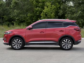 23 749 р. Защита порогов (Ø75х42 мм, с проступью) Russtal Chery Tiggo 7 PRO (2019-2025)  с доставкой в г. Пермь. Увеличить фотографию 3
