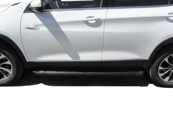 13 349 р. Пороги алюминиевые Slitkoff  Chery Tiggo 7 - Tiggo 7 PRO (Optima Black )  с доставкой в г. Пермь. Увеличить фотографию 3