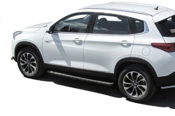13 349 р. Пороги алюминиевые Slitkoff  Chery Tiggo 7 - Tiggo 7 PRO (Optima Black )  с доставкой в г. Пермь. Увеличить фотографию 4
