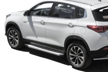 13 349 р. Пороги алюминиевые Slitkoff  Chery Tiggo 7 - Tiggo 7 PRO (Optima Silver)  с доставкой в г. Пермь. Увеличить фотографию 3