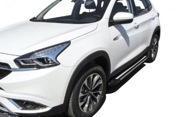 11 299 р. Пороги алюминиевые Slitkoff  Chery Tiggo 7 - Tiggo 7 PRO (Luxe Black)  с доставкой в г. Пермь. Увеличить фотографию 3
