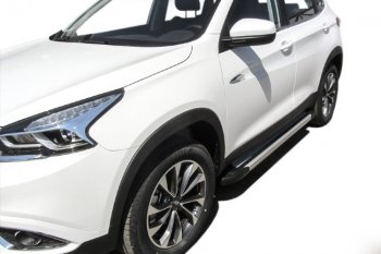 10 699 р. Пороги алюминиевые Slitkoff  Chery Tiggo 7 - Tiggo 7 PRO (Luxe Silver)  с доставкой в г. Пермь. Увеличить фотографию 3