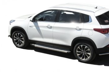 10 699 р. Пороги алюминиевые Slitkoff  Chery Tiggo 7 - Tiggo 7 PRO (Luxe Silver)  с доставкой в г. Пермь. Увеличить фотографию 2