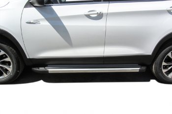 10 699 р. Пороги алюминиевые Slitkoff  Chery Tiggo 7 - Tiggo 7 PRO (Luxe Silver)  с доставкой в г. Пермь. Увеличить фотографию 4