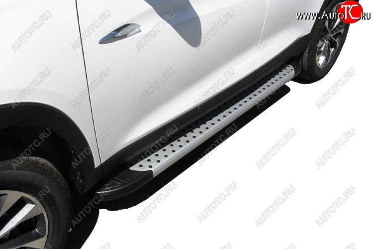 17 399 р. Пороги алюминиевые Slitkoff  Chery Tiggo 7 - Tiggo 7 PRO (Standart Silver)  с доставкой в г. Пермь