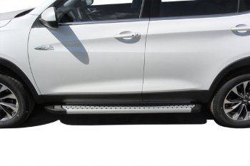 17 399 р. Пороги алюминиевые Slitkoff  Chery Tiggo 7 - Tiggo 7 PRO (Standart Silver)  с доставкой в г. Пермь. Увеличить фотографию 2