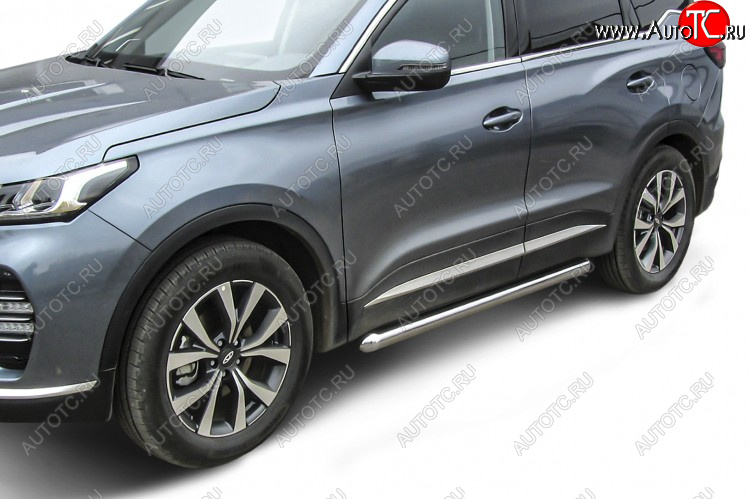 13 999 р. Защита порогов Slitkoff (Ø 76 мм, труба)  Chery Tiggo 7 PRO (2019-2025) (Нержавеющая сталь)  с доставкой в г. Пермь