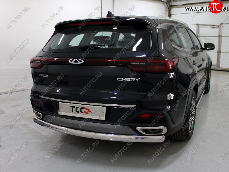 21 699 р. Защита заднего бампера (овальная) ТСС (нержавейка d 75х42 мм)  Chery Tiggo 8  1 T18 (2019-2023) рестайлинг  с доставкой в г. Пермь