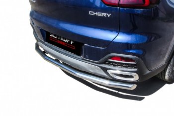 10 449 р. Защита заднего бампера Slitkoff (Ø 57 мм)  Chery Tiggo 8  1 T18 (2019-2023) рестайлинг (Полированная нержавейка)  с доставкой в г. Пермь. Увеличить фотографию 4