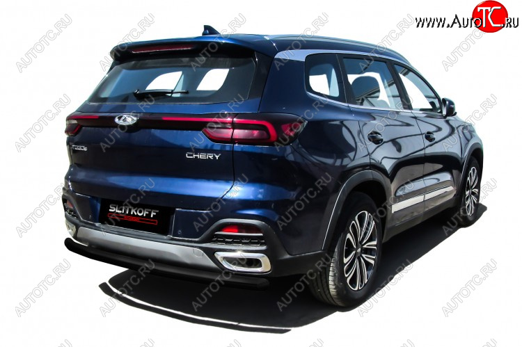 7 299 р. Защита заднего бампера Slitkoff (Ø 57 мм)  Chery Tiggo 8  1 T18 (2019-2023) рестайлинг (Цвет: черный)  с доставкой в г. Пермь