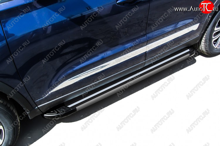 11 299 р. Пороги алюминиевые Slitkoff  Chery Tiggo 8  1 T18 (2019-2023) рестайлинг (Luxe Black)  с доставкой в г. Пермь