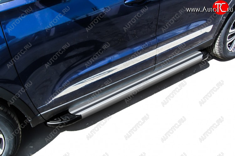 10 699 р. Пороги алюминиевые Slitkoff  Chery Tiggo 8  1 T18 (2019-2023) рестайлинг (Luxe Silver)  с доставкой в г. Пермь