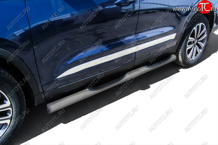 12 399 р. Защита порогов Slitkoff (Ø 76 мм, с проступями)  Chery Tiggo 8  (T18) (2018-2025) дорестайлинг, рестайлинг (Цвет: серебристый)  с доставкой в г. Пермь