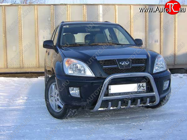 30 199 р. Кенгурятник низкий Slitkoff (Ø 57 мм, с защитой картера) Chery Tiggo T11 дорестайлинг (2005-2013)  с доставкой в г. Пермь