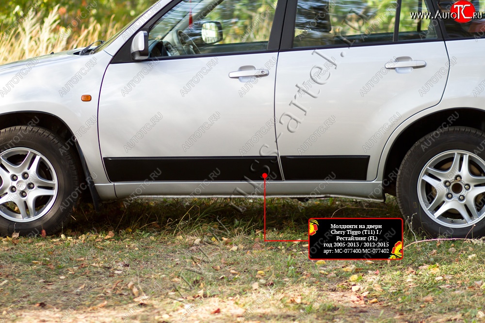 2 489 р. Молдинг на дверь RA (передний/левый)  Chery Tiggo T11 (2005-2013) дорестайлинг (Поверхность шагрень)  с доставкой в г. Пермь