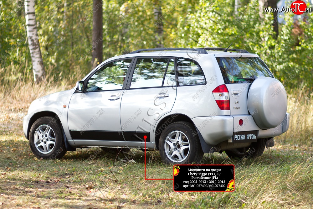 7 179 р. Молдинги на двери RA (комплект)  Chery Tiggo T11 (2005-2013) дорестайлинг (Поверхность шагрень)  с доставкой в г. Пермь