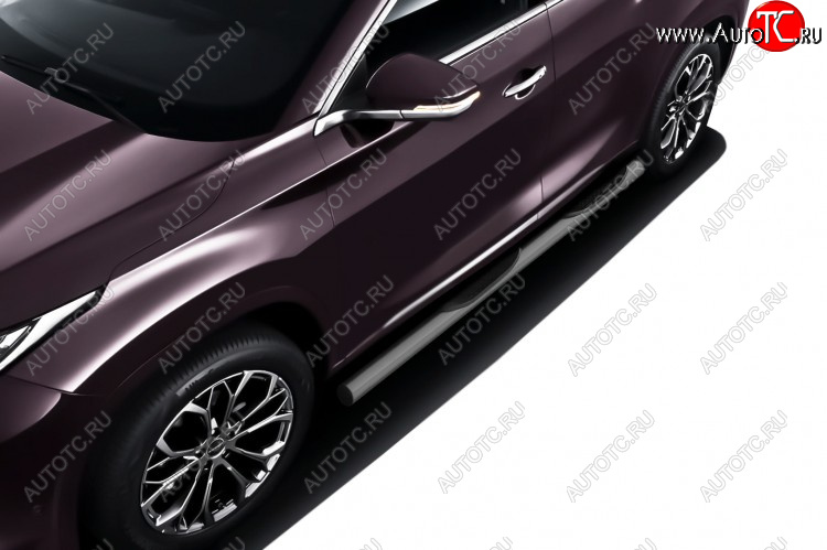 12 499 р. Защита порогов Slitkoff (Ø 76 мм, с проступями).  EXEED TXL (2020-2021)  дорестайлинг (Цвет: серебристый)  с доставкой в г. Пермь