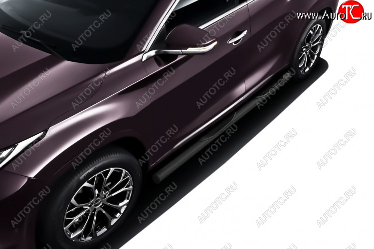 12 499 р. Защита порогов Slitkoff (Ø 76 мм, с проступями)  EXEED TXL (2020-2021)  дорестайлинг (Цвет: черный)  с доставкой в г. Пермь