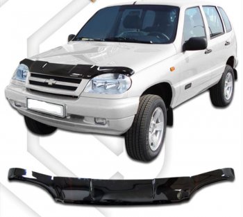 3 079 р. Дефлектор капота CA-Plastic Chevrolet Niva 2123 дорестайлинг (2002-2008) (серия Classic черный, Без надписи)  с доставкой в г. Пермь. Увеличить фотографию 2