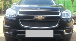 1 469 р. Сетка в решетку радиатора (верхняя) Russtal Chevrolet Trailblazer GM800 дорестайлинг (2012-2016) (черная)  с доставкой в г. Пермь. Увеличить фотографию 2