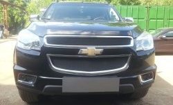 1 469 р. Сетка в решетку радиатора (верхняя) Russtal Chevrolet Trailblazer GM800 дорестайлинг (2012-2016) (черная)  с доставкой в г. Пермь. Увеличить фотографию 4