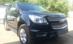 1 539 р. Нижняя сетка на бампер Russtal (хром) Chevrolet Trailblazer GM800 дорестайлинг (2012-2016)  с доставкой в г. Пермь. Увеличить фотографию 4