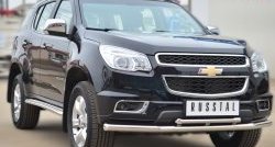 23 999 р. Защита переднего бампера (2 трубыØ63 и 42 мм, нержавейка) SLITKOFF Chevrolet Trailblazer GM800 дорестайлинг (2012-2016)  с доставкой в г. Пермь. Увеличить фотографию 4