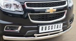 24 699 р. Защита переднего бампера (2 трубыØ76 и 42 мм, нержавейка) SLITKOFF Chevrolet Trailblazer GM800 дорестайлинг (2012-2016)  с доставкой в г. Пермь. Увеличить фотографию 2
